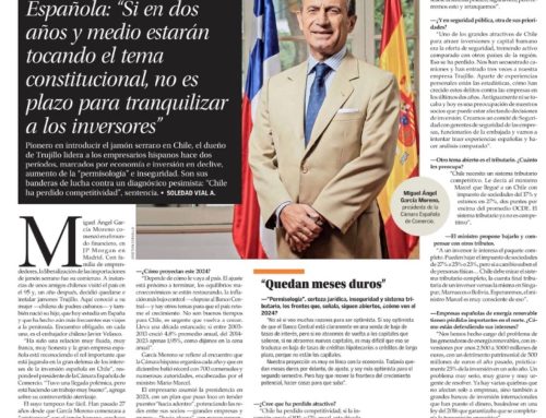 Entrevista a Miguel Ángel García Moreno presidente de la Cámara Oficial Española de Comercio en El Mercurio