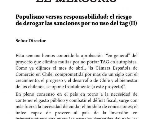 Columna de opinión de Miguel A. García Moreno, presidente de la Cámara, sobre la eliminación de las multas por no uso de TAG.