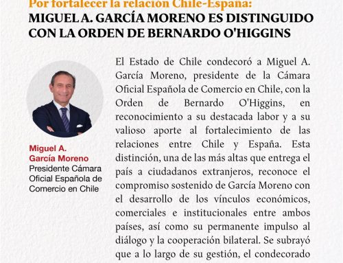 Diario El Mercurio reconoce a Miguel A. García Moreno, por su condecoración con la Orden Bernardo O’Higgins, entregada por el Estado de Chile